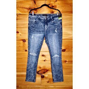 No Boundaries Mens Skinny Blue Jeans 36X30 Distressed New With Tag